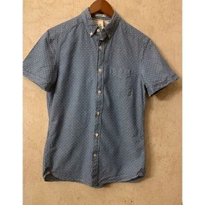H & M Button Front Short Sleeve Men Shirt Size Small